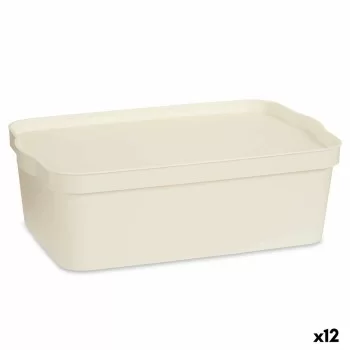 Storage Box with Lid Cream Plastic 14 L 29,5 x 14,3 x 45...