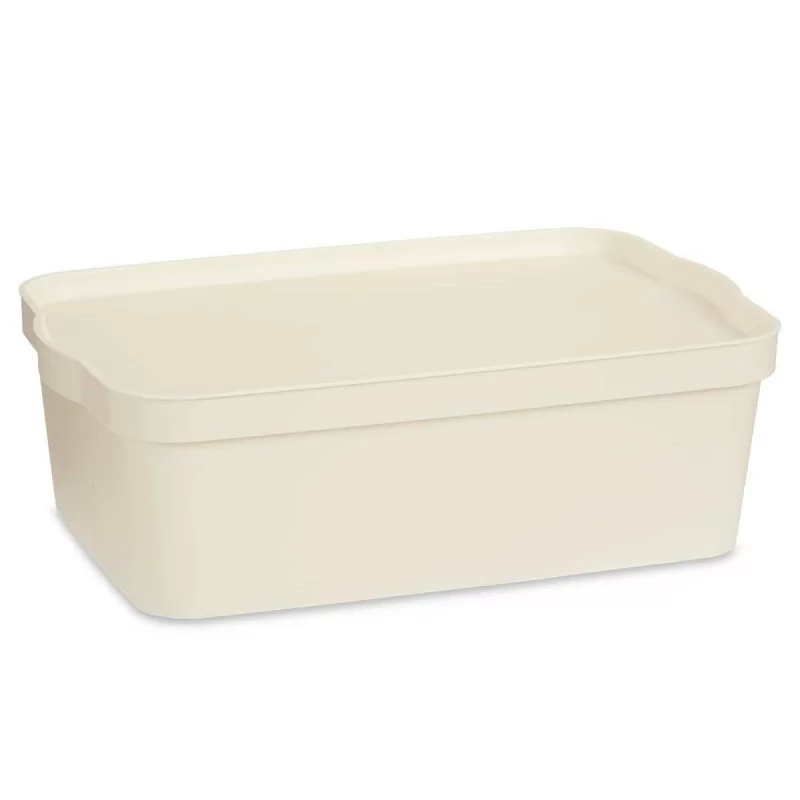 Storage Box with Lid Cream Plastic 14 L 29,5 x...