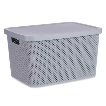 Storage Box with Lid Grey Plastic 19 L 28 x 22 x 39 cm... 2