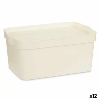 Storage Box with Lid Cream Plastic 7,5 L 21,5 x 14,5 x 32...