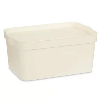 Storage Box with Lid Cream Plastic 7,5 L 21,5 x 14,5 x 32... 2