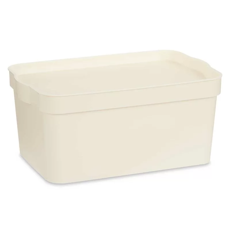 Storage Box with Lid Cream Plastic 7,5 L 21,5 x...