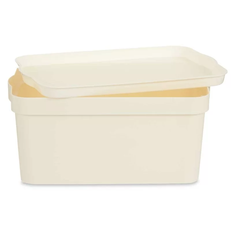 Storage Box with Lid Cream Plastic 7,5 L 21,5 x...