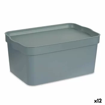Storage Box with Lid Grey Plastic 7,5 L 21 x 14,2 x 32 cm...