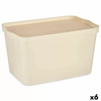 Storage Box with Lid Cream Plastic 24 L 29,3 x 24,5 x 45...