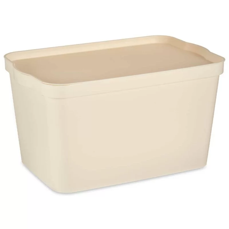 Storage Box with Lid Cream Plastic 24 L 29,3 x...