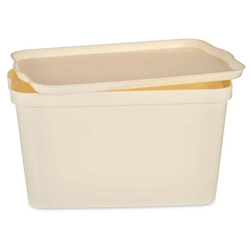 Storage Box with Lid Cream Plastic 24 L 29,3 x...