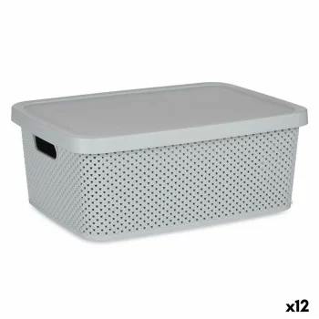 Storage Box with Lid Grey Plastic 13 L 28 x 15 x 39 cm...