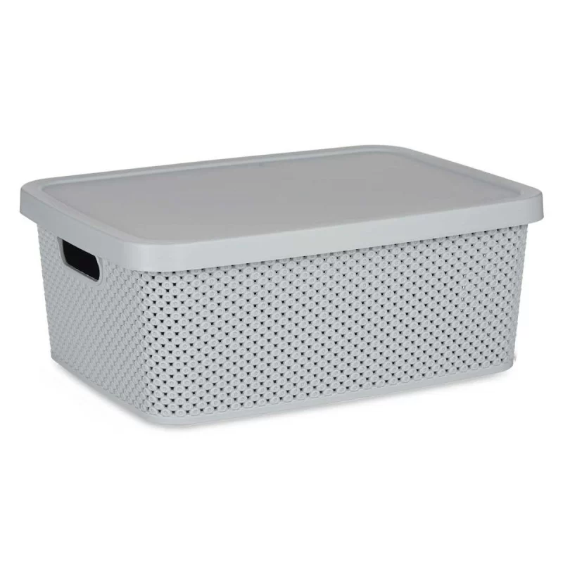 Storage Box with Lid Grey Plastic 13 L 28 x 15...