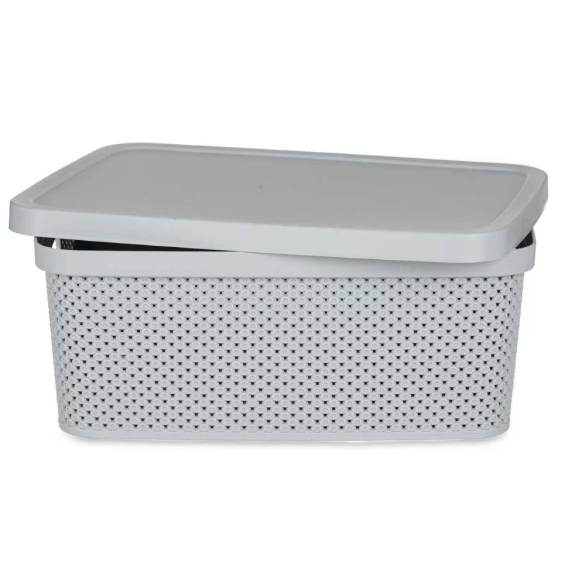 Storage Box with Lid Grey Plastic 13 L 28 x 15...