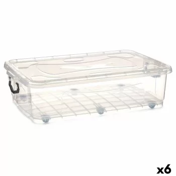 Storage Box with Wheels Transparent Plastic 40 L 46,5 x...