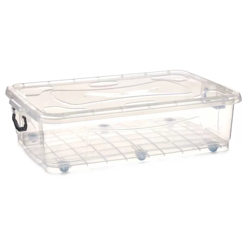 Storage Box with Wheels Transparent Plastic 40...
