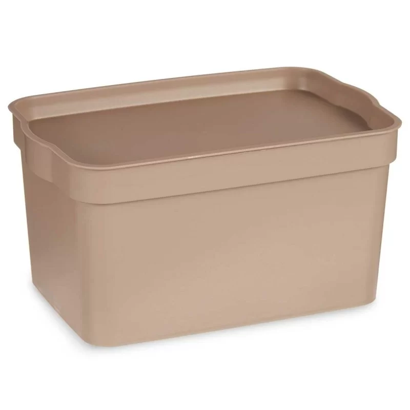 Storage Box with Lid Beige Plastic 2,3 L 13,5 x...