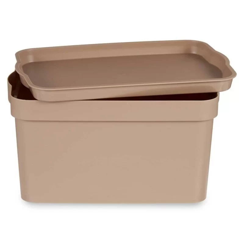 Storage Box with Lid Beige Plastic 2,3 L 13,5 x...