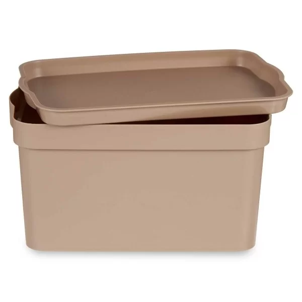 Storage Box with Lid Beige Plastic 2,3 L 13,5 x 11 x 20 cm (24 Units)
