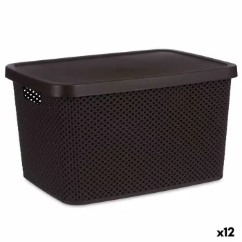 Storage Box with Lid Brown Plastic 19 L 28 x 22 x 39 cm...
