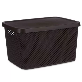 Storage Box with Lid Brown Plastic 19 L 28 x 22 x 39 cm... 2