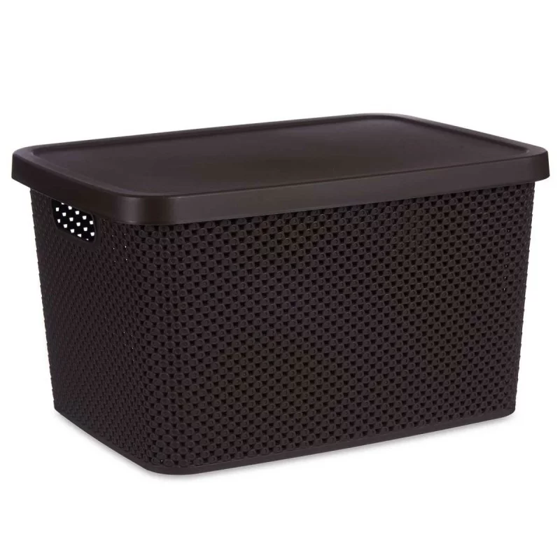 Storage Box with Lid Brown Plastic 19 L 28 x 22...