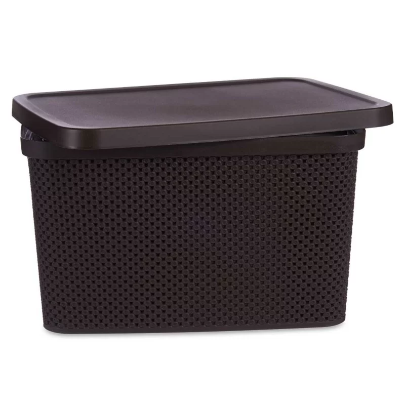 Storage Box with Lid Brown Plastic 19 L 28 x 22...
