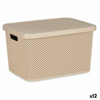 Storage Box with Lid Beige Plastic 19 L 28 x 22 x 39 cm...