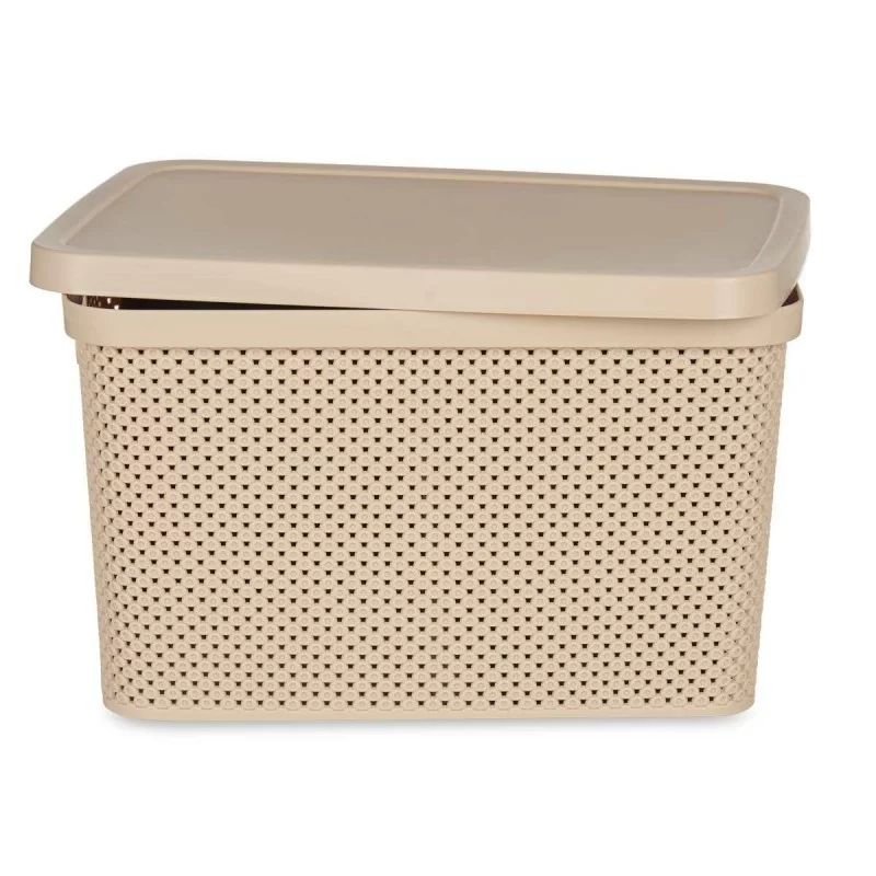 Storage Box with Lid Beige Plastic 19 L 28 x 22...