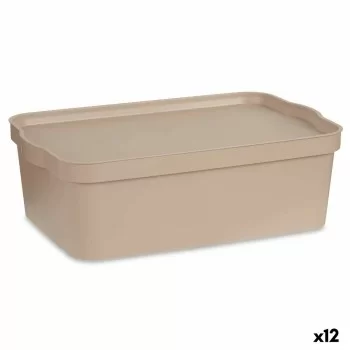 Storage Box with Lid Beige Plastic 14 L 29,5 x 14,5 x 45...