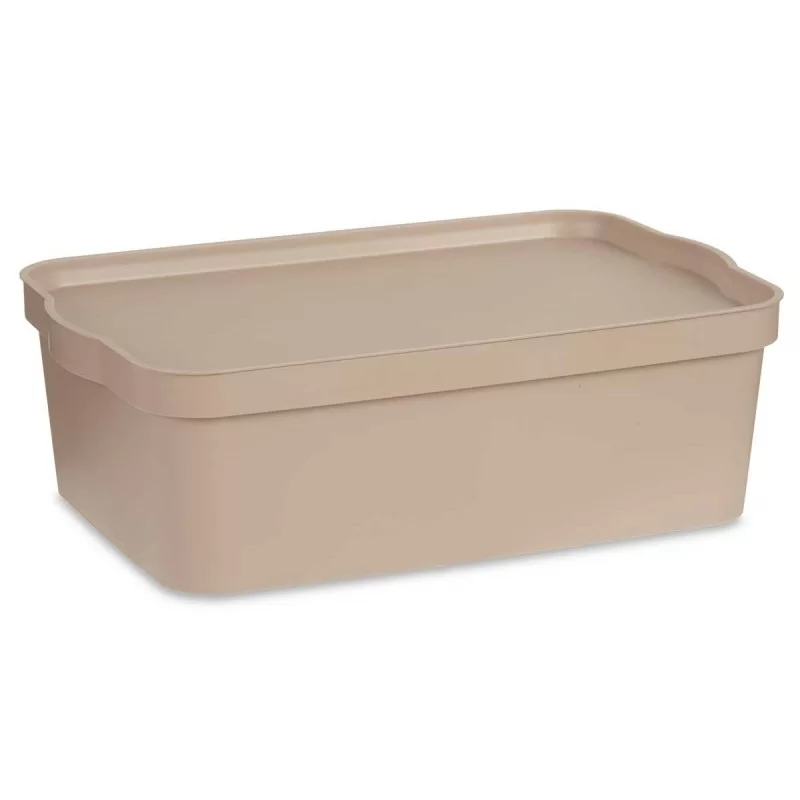 Storage Box with Lid Beige Plastic 14 L 29,5 x...