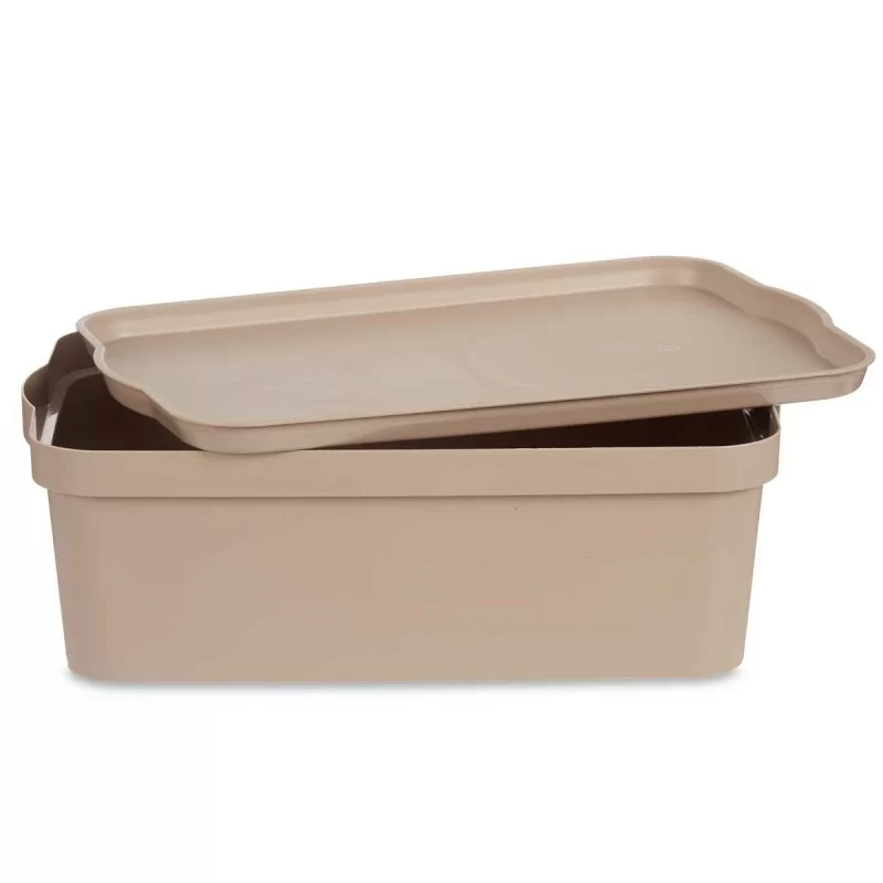 Storage Box with Lid Beige Plastic 14 L 29,5 x...