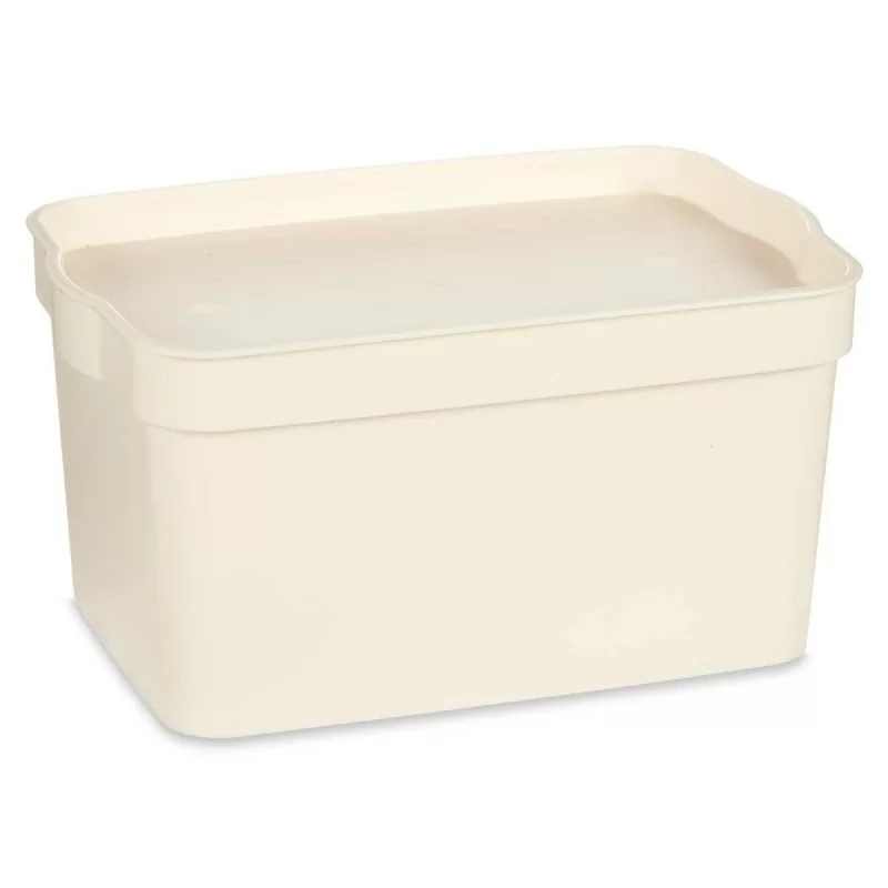 Storage Box with Lid Cream Plastic 2,3 L 13,5 x...