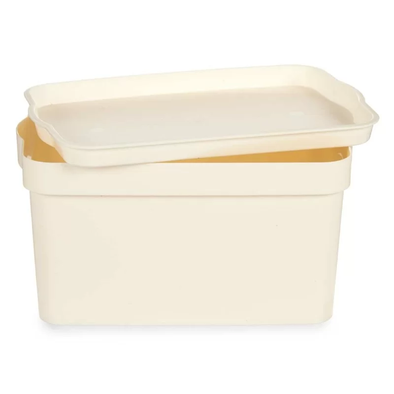 Storage Box with Lid Cream Plastic 2,3 L 13,5 x...