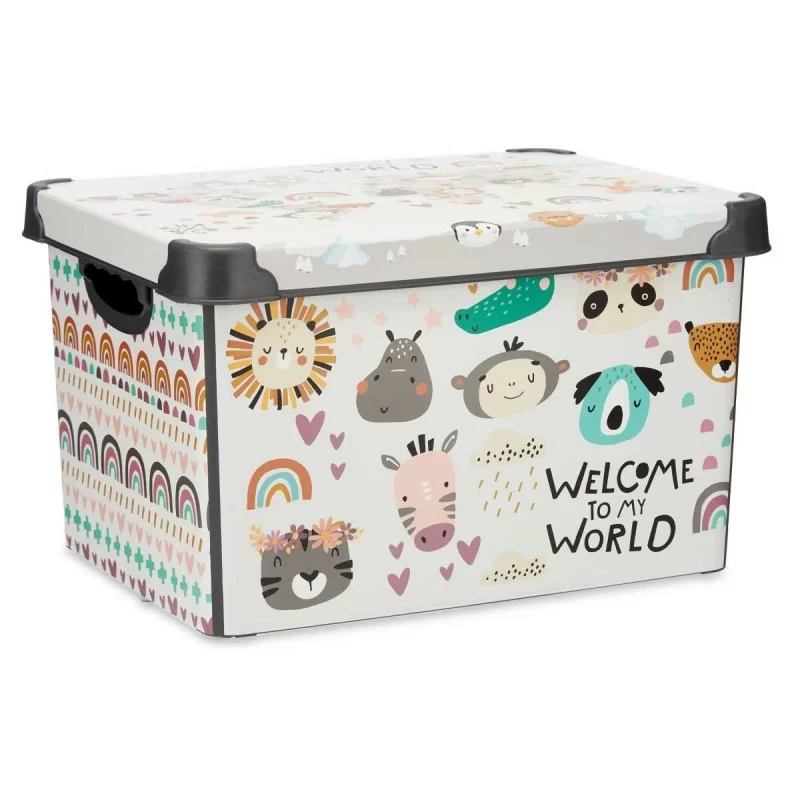 Storage Box with Lid Children's animals Plastic...