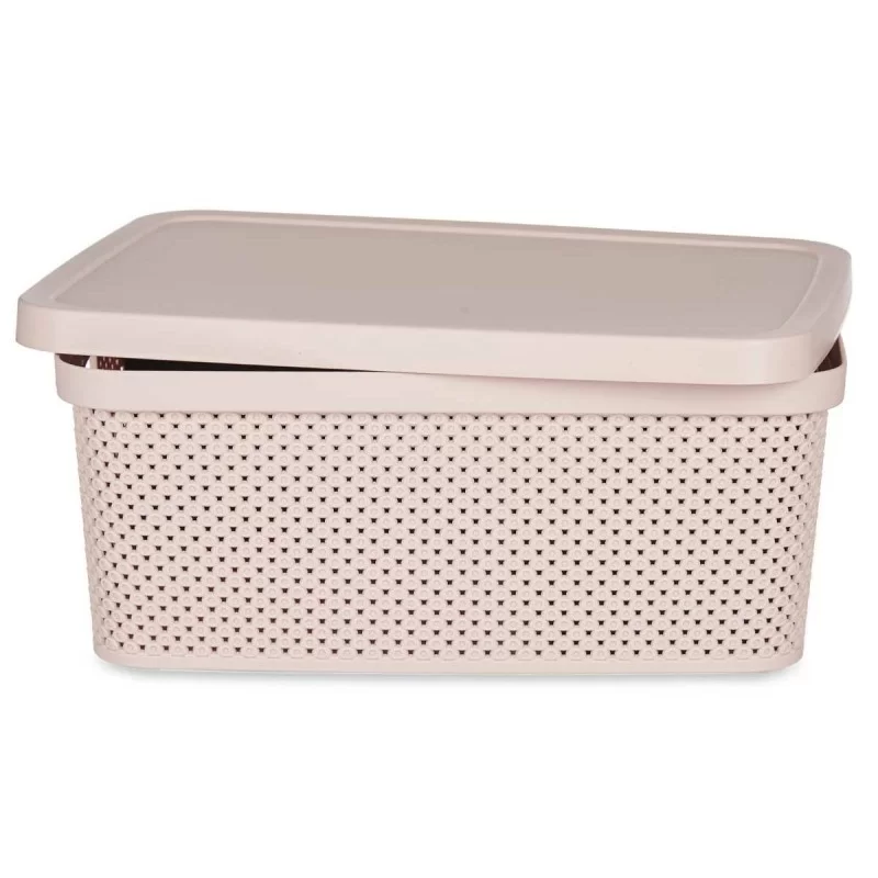 Storage Box with Lid Pink Plastic 13 L 28,5 x...