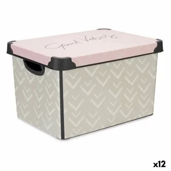 Storage Box with Lid Vibes Arrows Pink Plastic 17 L 28 x...