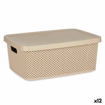 Storage Box with Lid Beige Plastic 13 L 28 x 15 x 39 cm...