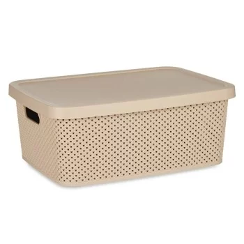Storage Box with Lid Beige Plastic 13 L 28 x 15 x 39 cm... 2