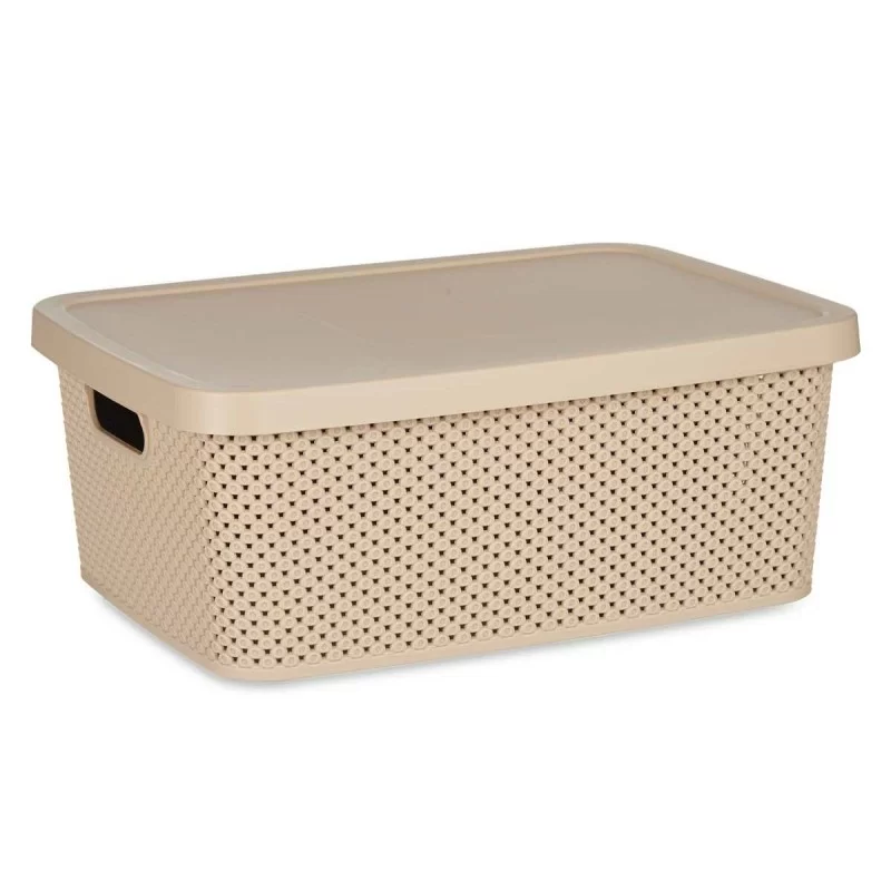 Storage Box with Lid Beige Plastic 13 L 28 x 15...