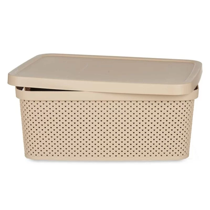 Storage Box with Lid Beige Plastic 13 L 28 x 15...