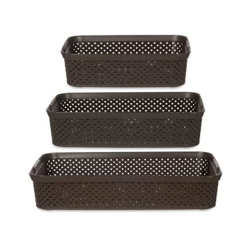 Set of organiser trays Rectangular Brown Plastic (6 Units) 2