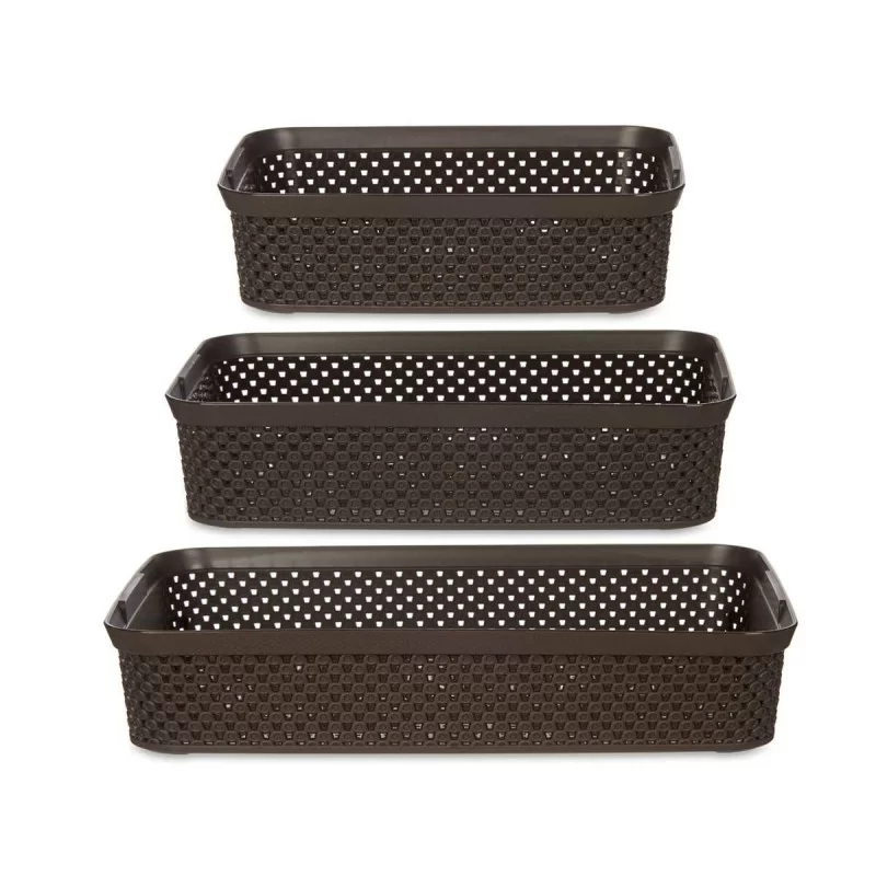 Set of organiser trays Rectangular Brown...