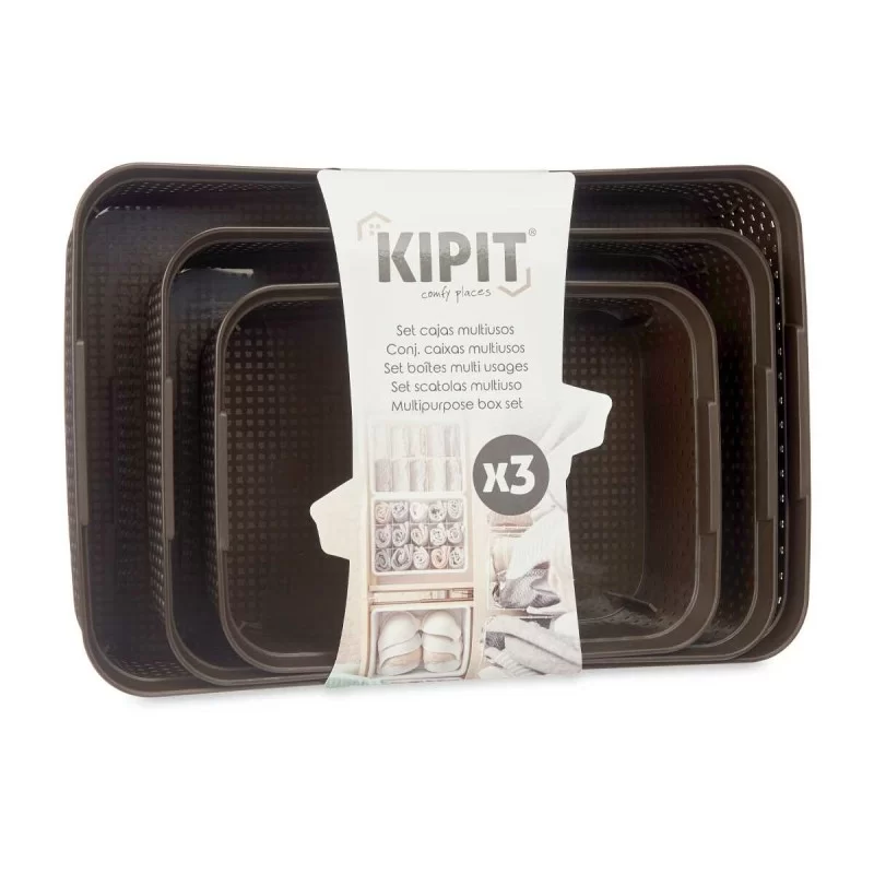 Set of organiser trays Rectangular Brown...