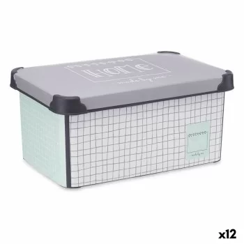 Storage Box with Lid Home Graph paper Grey Plastic 10 L...