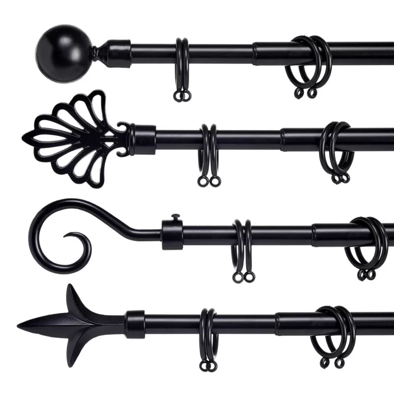 Curtain Bar Extendable Black Iron 5 x 122 x 5...