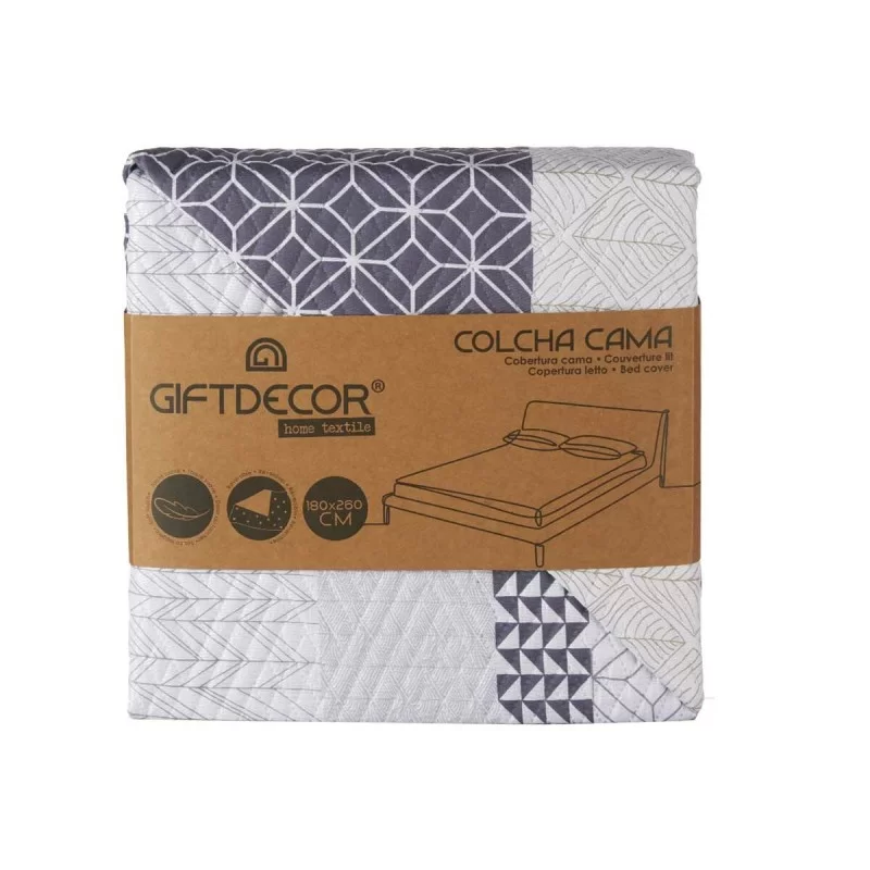 Reversible Bedspread 180 x 260 cm Hexagonal...