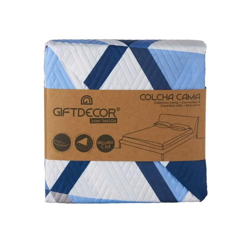 Reversible Bedspread 180 x 260 cm Blue White (6...