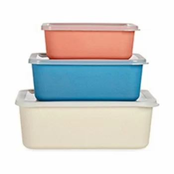 Set of Stackable Organising Boxes Bamboo Melamin (6 Units) 2