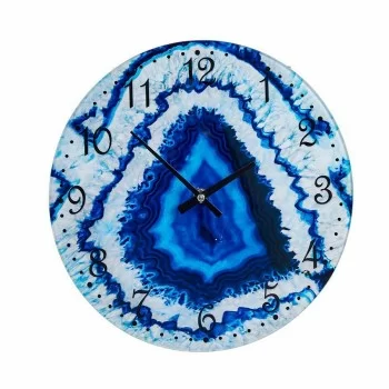 Wall Clock Marble Blue Crystal 30 x 4 x 30 cm (4 Units) 2