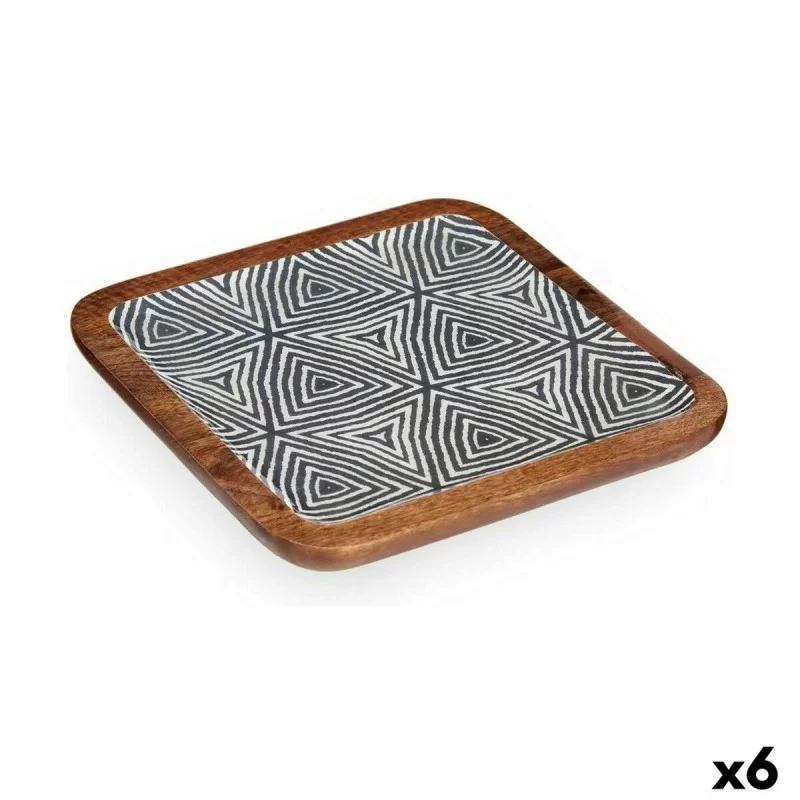 Centerpiece Ethnic 25 x 25 cm White Brown Black Resin Mango wood (6 Units)