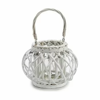 Candleholder White wicker Glass 30 x 19 x 25,5 cm (6 Units) 2