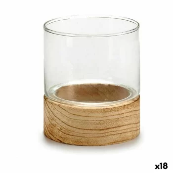 Candleholder Brown Transparent Wood Crystal 10 x 11,1 x...