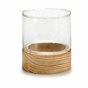 Candleholder Brown Transparent Wood Crystal 10 x 11,1 x... 2